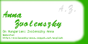 anna zvolenszky business card